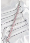 ® Pirinç Pembe Zirkon Taşlı Daire Baget Model Gümüş Renk VIP Seri Kadın Bileklik