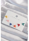 ® Pirinç Rengarenk Mineli Minimal Kelebek Küpe Seti