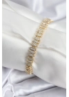 ® Pirinç VIP Seri Gold Renk Oval Sıralı Kadın Bileklik