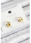 ® Pirinç Zirkon Taşlı Arı Model Gold Renk Çocuk Küpe