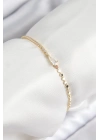 ® Pirinç Zirkon Taşlı Damla Model Ezme Zincir Gold Renk Kadın Bileklik