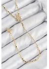 ® Pirinç Zirkon Taşlı Ezme Zincirli Kutup Yıldızı Model Gold Renk Y Kolye