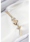 ® Pirinç Zirkon Taşlı Kalp Model Gold Renk Kadın Bileklik