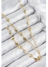 ® Pirinç Zirkon Taşlı Kalp Model Gold Renk Y Kolye