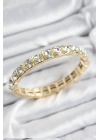 ® Pirinç Zirkon Taşlı Kare Model Gold Renk Lastikli Kadın Bileklik
