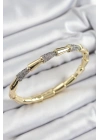® Pirinç Zirkon Taşlı Kemik Model Gold Renk Vip Kadın Bileklik