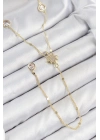 ® Pirinç Zirkon Taşlı Kutup Yıldızı Model Gold Renk Y Kolye