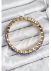 ® Pirinç Zirkon Taşlı Lacivert Nazar Model Gold Renk Lastikli Kadın Bileklik