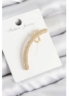 ® Pirinç Zirkon Taşlı Model Gold Renk Sağ Kıkırdak Küpe