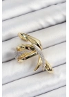 ® Pirinç Zirkon Taşlı Sıkıştırma Sağ Kıkırdak Gold Renk Kadın Küpe