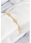 ® Pirinç Zirkon Taşlı Sıralı Kalp Model Gold Renk Kadın Bileklik