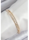 ® Pirinç Zirkon Taşlı Su Yolu Model Gold Renk Kadın Bileklik