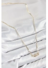 ® Pirinç Zirkon Taşlı Tifany Model Ezme Zincir Gold Renk Kadın Kolye