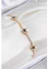 ® Pirinç Zirkon Taşlı Yıldız Model Gold Renk Kadın Bileklik