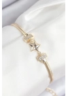 ® Pirinç Zirkon Taşlı Yıldız Model Gold Renk Kadın Bileklik