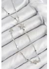 ® Pirinç Zirkon Taşlı Yıldız Model Gümüş Renk Y Kolye