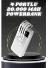 ® Powerbank Şarj Cihazı 4 Çıkışlı 20.000 MAH Powerbank Kompakt Yüksek Kapasiteli Hızlı Şarj