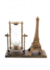 ® Retro Eyfel Kulesi Ve Kum Saati Dekoratif Ahşap Görünümlü Masa Biblosu