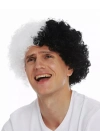 Siyah Beyaz Kıvırcık Afro Bonus Peruk Taraftar Bonus Saç
