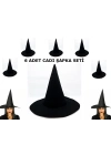 Siyah Cadı Şapkası Keçe Yetişkin Boy 6 Adet