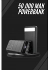 ® Taşınabilir Powerbank 50.000 mAh 4 Girişli Hızlı Şarj Led Göstergeli Fenerli Şarj