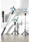 ® Tripod Kablosuz Bluetooth Bağlantılı Selfie Çubuğu 360 Derece Dönebilen