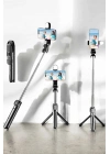 ® Tripod Kablosuz Bluetooth Bağlantılı Selfie Çubuğu 360 Derece Dönebilen