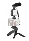 ® Tripod Telefon Tutucu Kumandalı Mikrofon Led Işık Vlog Video Kayıt
