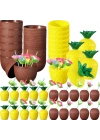 Tropikal Parti Bardak Seti – Ananas ve Hindistan Cevizi Şekilli Pipetli Bardaklar (20 Adet)