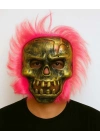 Wild Skull - Bakır Kafatası Pembe Saçlı İskelet Maske