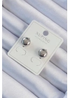 ® Xuping Gümüş Renk Minimal Bombeli Oval Küpe