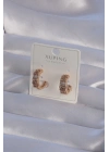 ® XUPİNG Rose Renk Zirkon Taşlı İşlemeli Halka Küpe