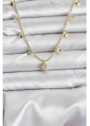 ® Zirkon Taşlı Kutup Yıldızı Model Pirinç Gold Renk Kadın Kolye