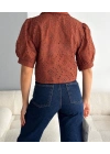 Brodeli crop gömlek s1023