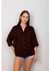 Cepli salaş gömlek koyu kahve t1010