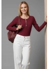Çıtçıt Detaylı Bluz Bordo T4343
