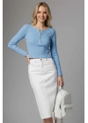 Çıtçıt Detaylı Bluz Mavi T4343