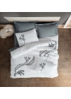 ÇOK SATAN Cotton Box Brode Ranforce Çift Kişilik Nevresim Takımı İvy Gri