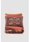 ÇOK SATAN Cotton Box Etnich Nevresim Takımı Çift Kişilik Belize Kahve