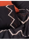 ÇOK SATAN Cotton Box Puf Nakışlı Ranforce Çift Kişilik Nevresim Takımı Mirely Siyah Kiremit