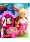 ÇOK SATAN Cute Doll Mini Bebek Tavşanlı ve İki Katlı Kulübe Oyun Seti