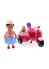 ÇOK SATAN Cute Doll Mini Bebek ve Köpekli Mor Motorsiklet