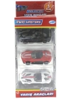ÇOK SATAN Die Cast Metal 3lü Yarış Arabaları Siyah Araçlı