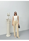 Düğmeli Palazzo pantolon bej p170091