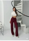 Fitilli şardonlu pantolon bordo a4058