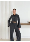 Gömlek yaka kaplama düğmeli takım antrasit st265866