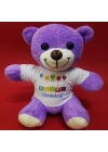 ÇOK SATAN Happy Birthday Tişörtlü Peluş Mor Ayıcık