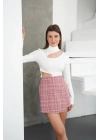 İki düğmeli şort etek pembe h26414