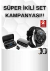 ÇOK SATAN Kablosuz Bluetooth Kulaklık ve Kordon Hediyeli Akıllı Saat Nabız Ölçer Uzun Pil Ömrü