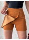 Kapaklı şort etek camel s208